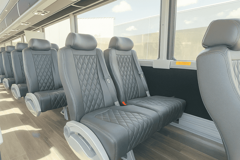 interior of Lynchburg Minibus Company charter bus